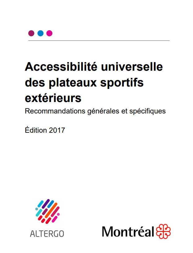 Couverture du guide Accessibilité universelle des plateaux sportifs extérieurs.