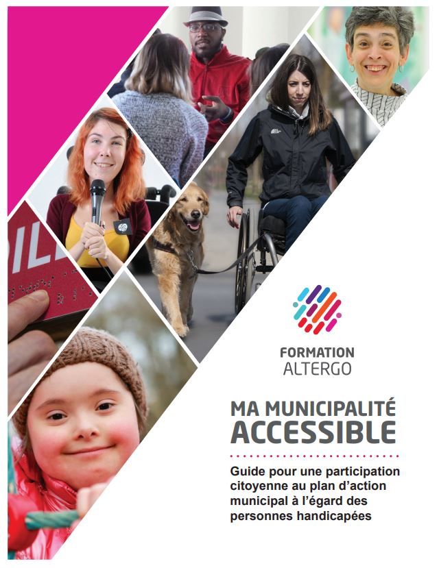 Couverture du Guide pour une participation citoyenne au plan d'action municipal à l'égard des personnes handicapées.