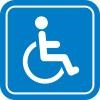 Pictogramme : Une personne se déplaçant en fauteuil roulant